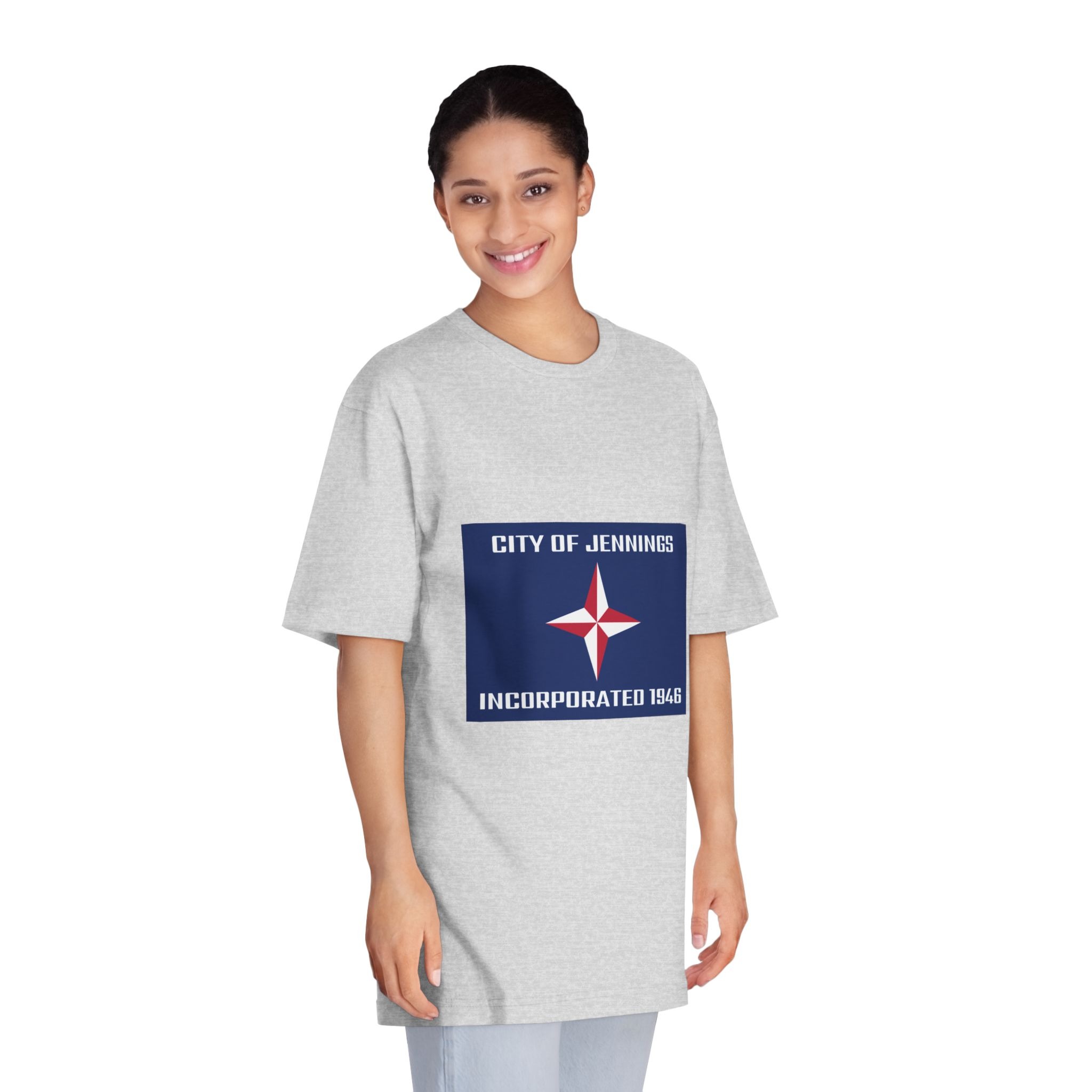 Flag of Jennings, Missouri Unisex Classic Crewneck T Shirt - Image 15