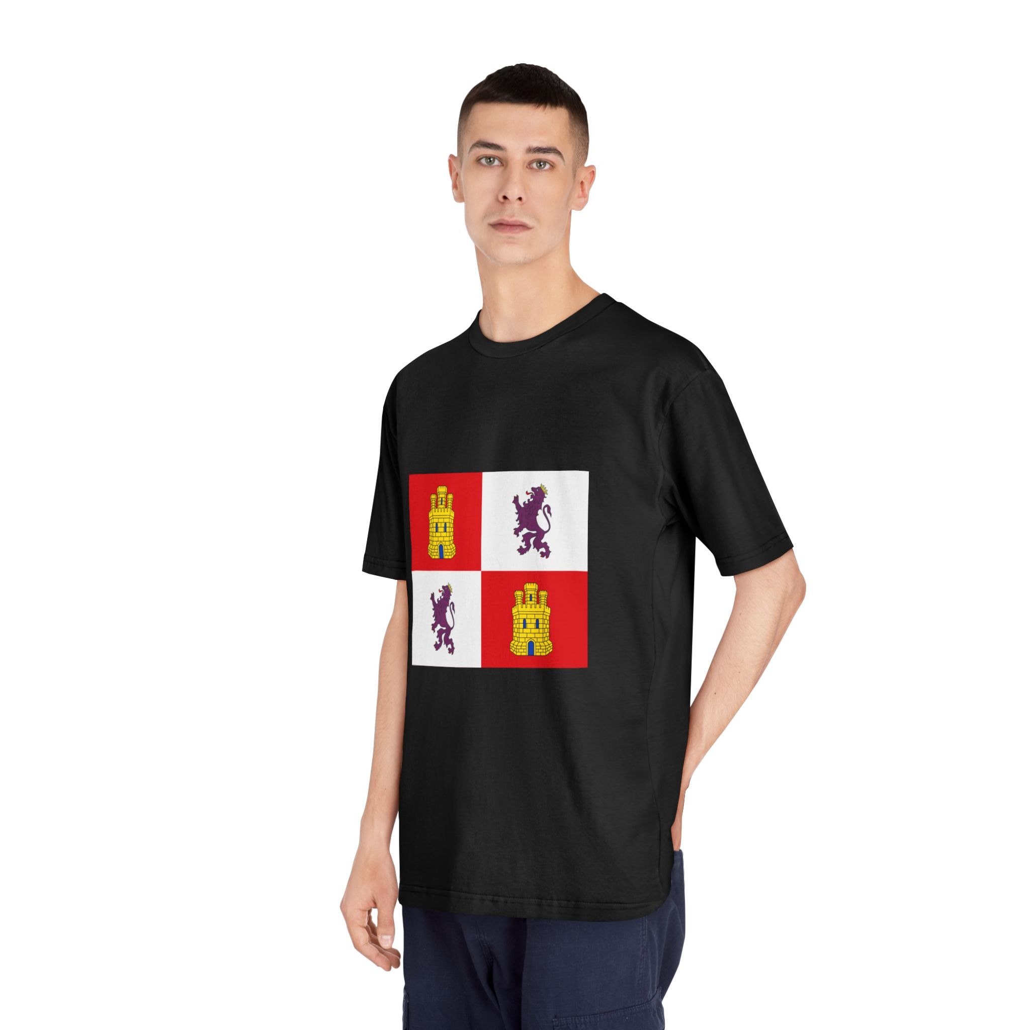 Flag of Castile and León Unisex Classic Crewneck T Shirt - Image 8