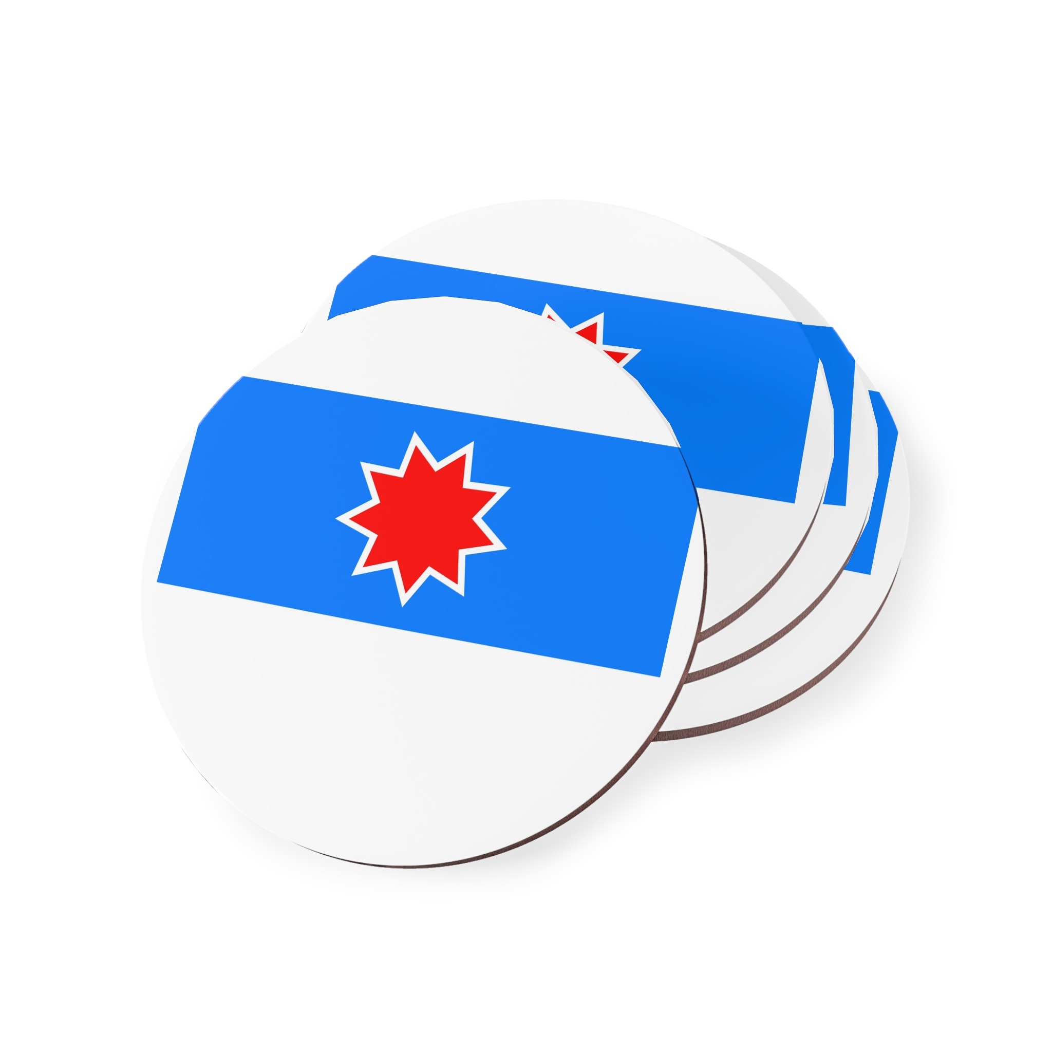 Orok Uilta Flag Blue White Yellow Indigenous Banner Sakhalin Symbol Arctic Heritage Coasters - Image 3