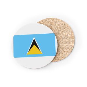 National Flag Saint Lucia With Iconic Pyramid Emblem Coasters