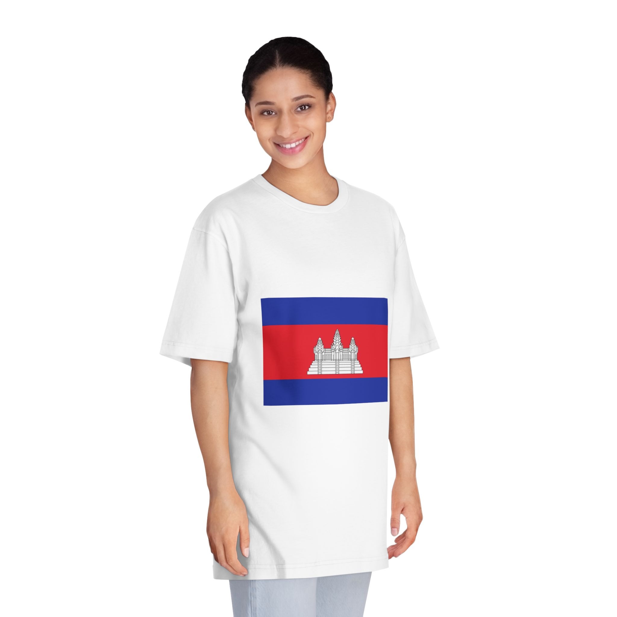 Flag of Cambodia Unisex Classic Crewneck T Shirt - Image 3