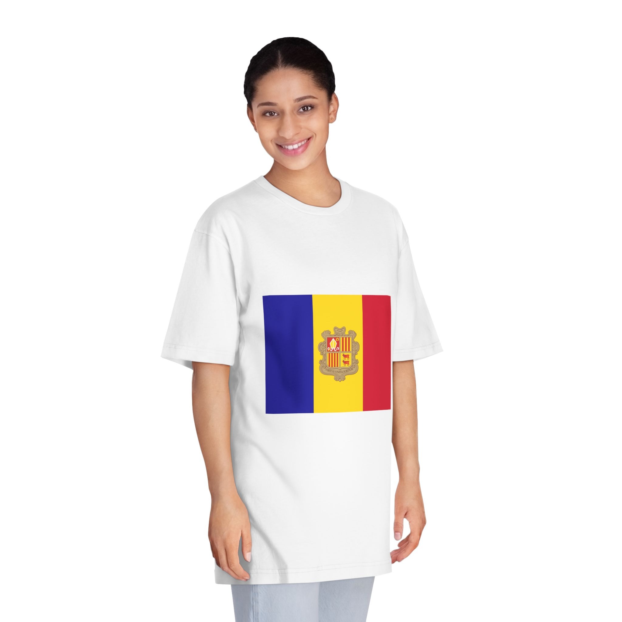 Flag of Andorra Unisex Classic Crewneck T Shirt - Image 3