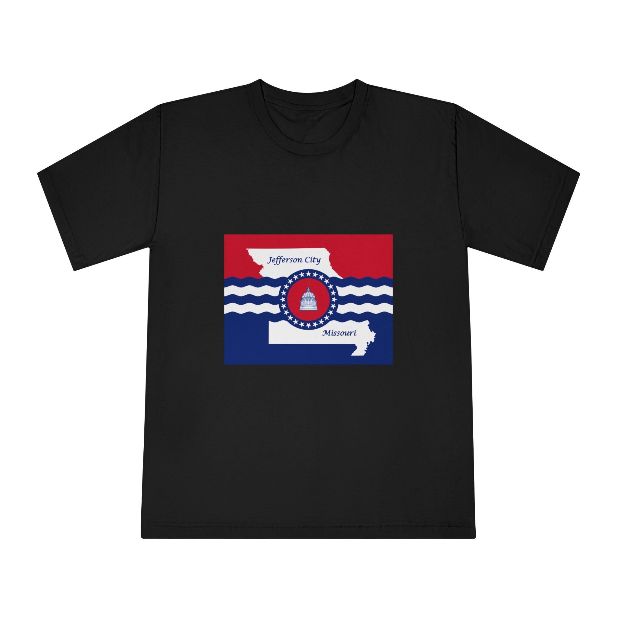 Flag of Jefferson City, Missouri Unisex Classic Crewneck T Shirt - Image 5