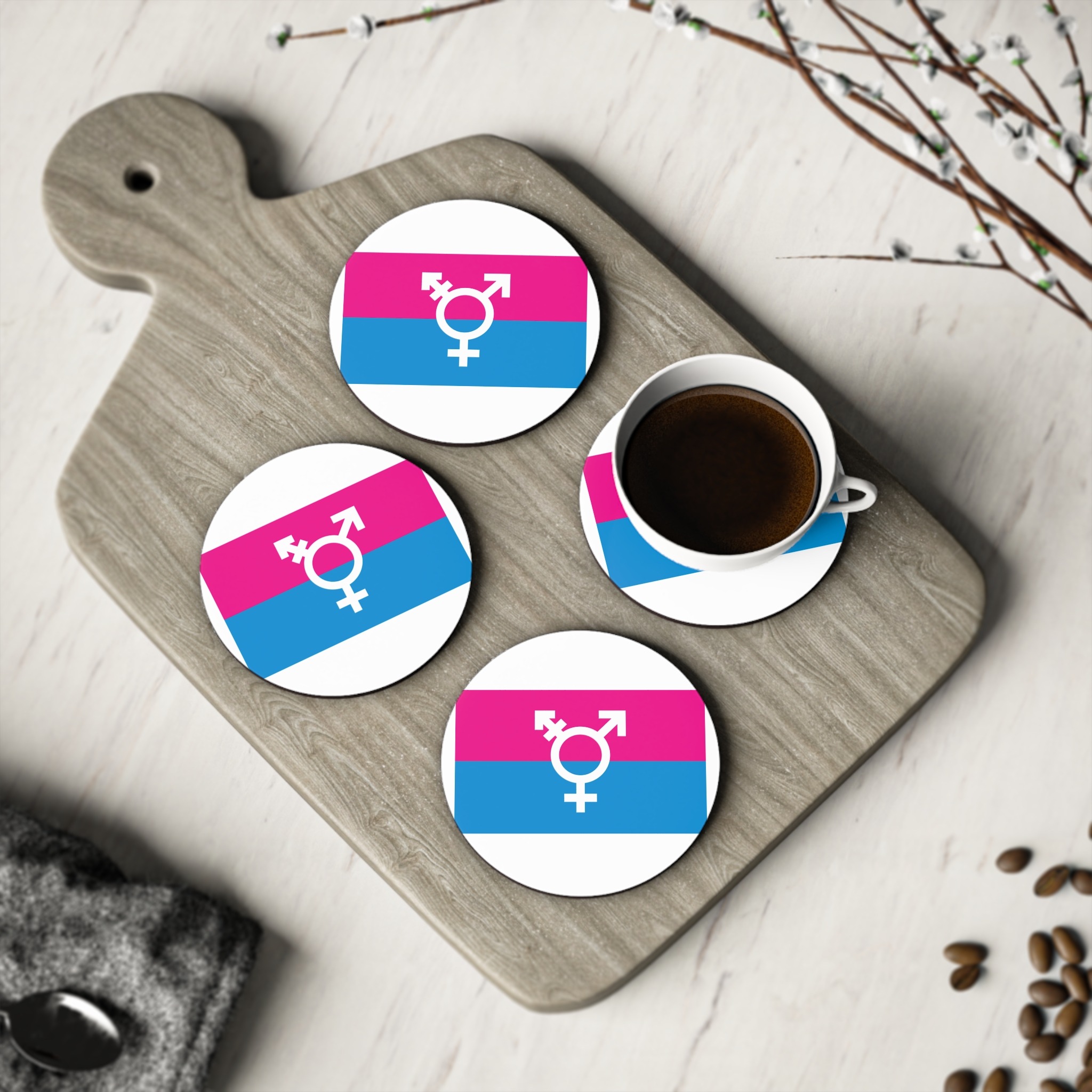 Trans Flag Lindsay Design Coasters - Image 4