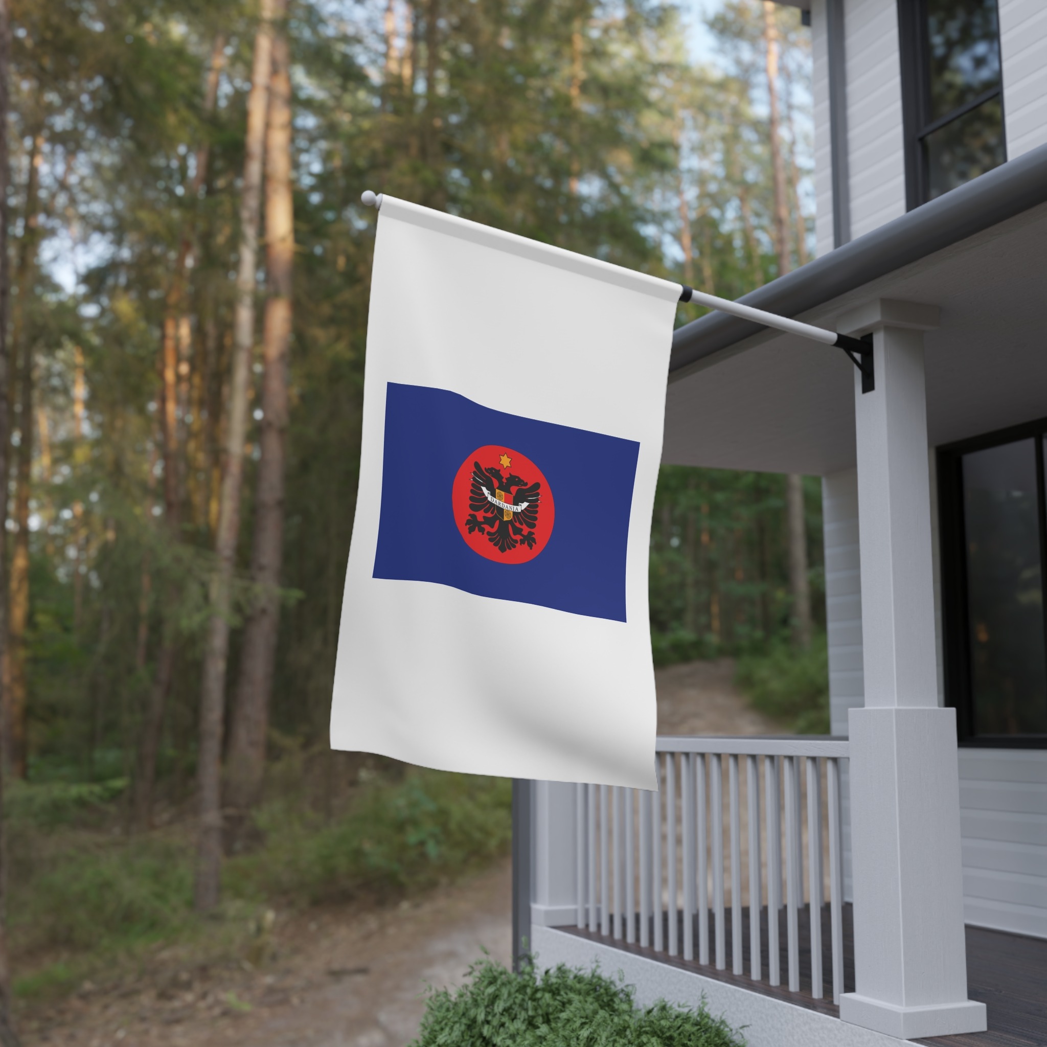 Flag Dardania Blue Field With Golden Double Headed Eagle Sun Albanian Herita House Banner - Image 4