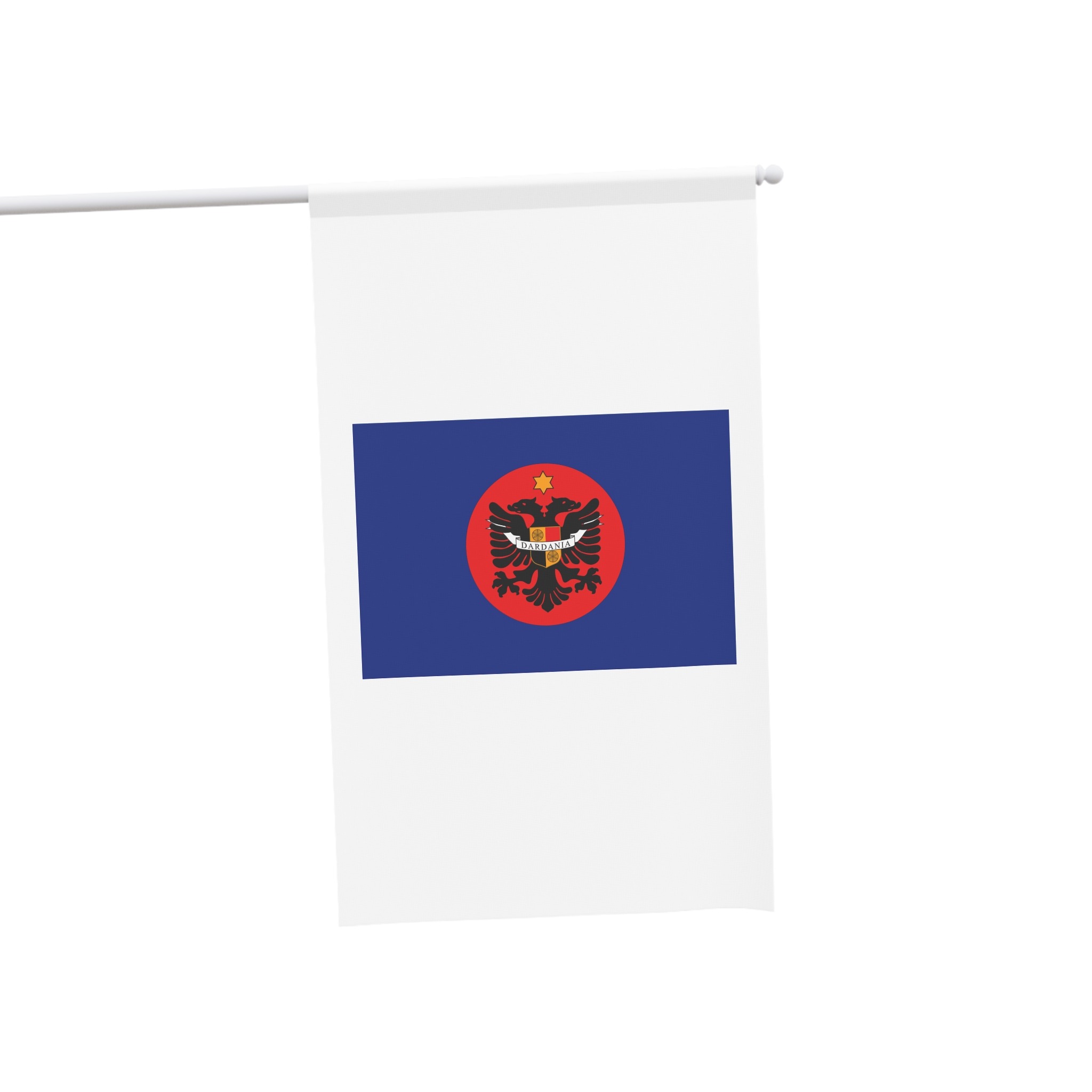 Flag Dardania Blue Field With Golden Double Headed Eagle Sun Albanian Herita House Banner - Image 3