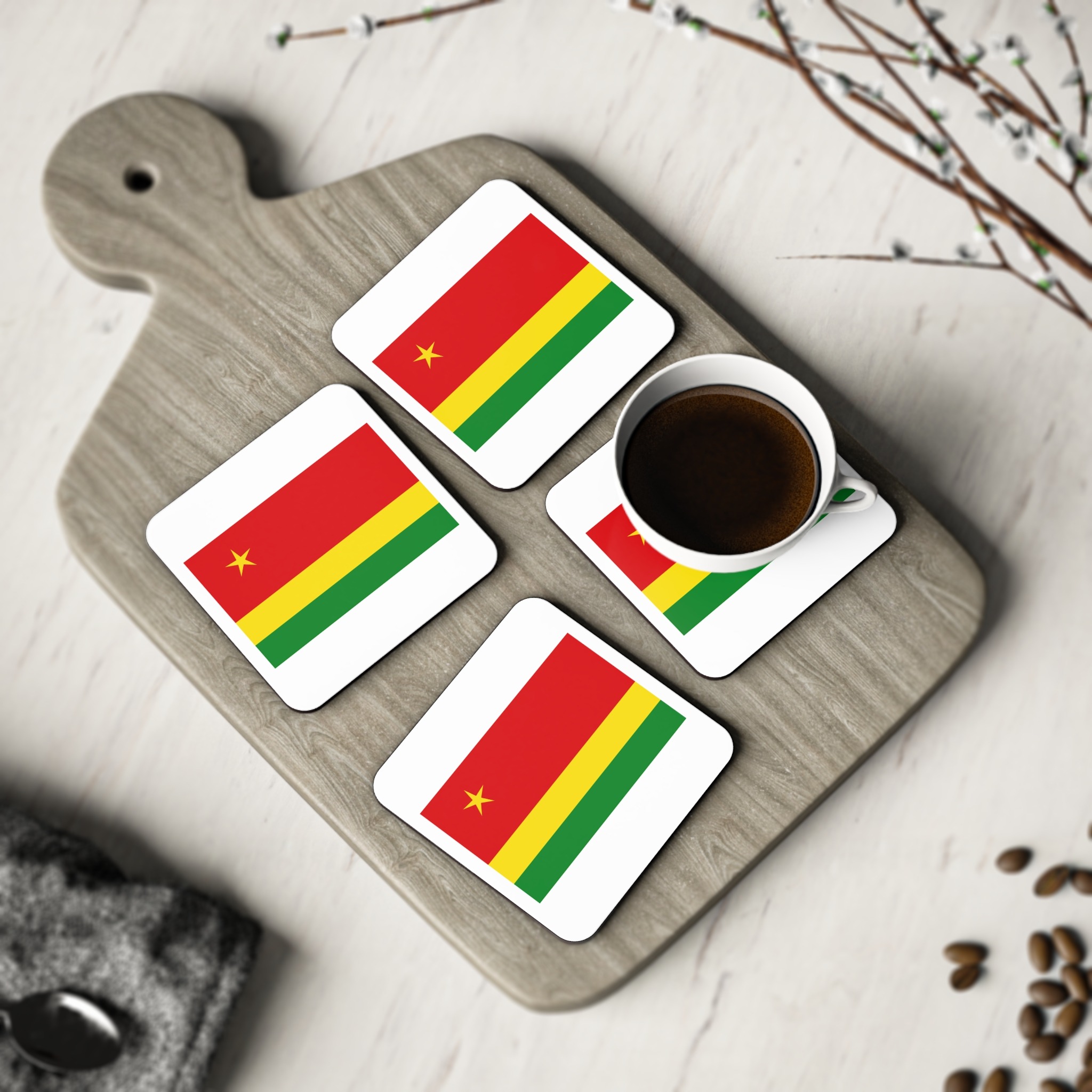 Proposed Nationalist Flag Reunion Blue Red Green Yellow Stripes Regional Banner Inde Coasters - Image 8