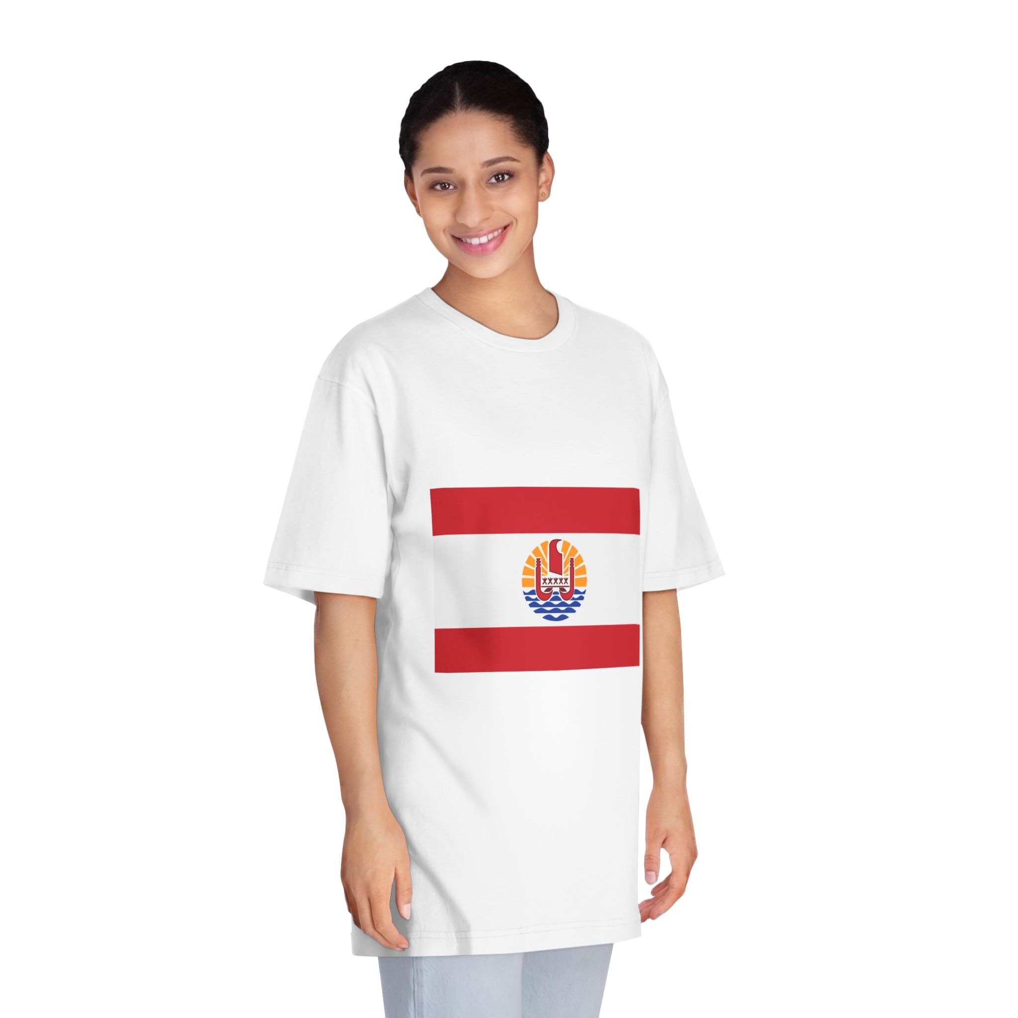 Flag of French Polynesia Unisex Classic Crewneck T Shirt - Image 3