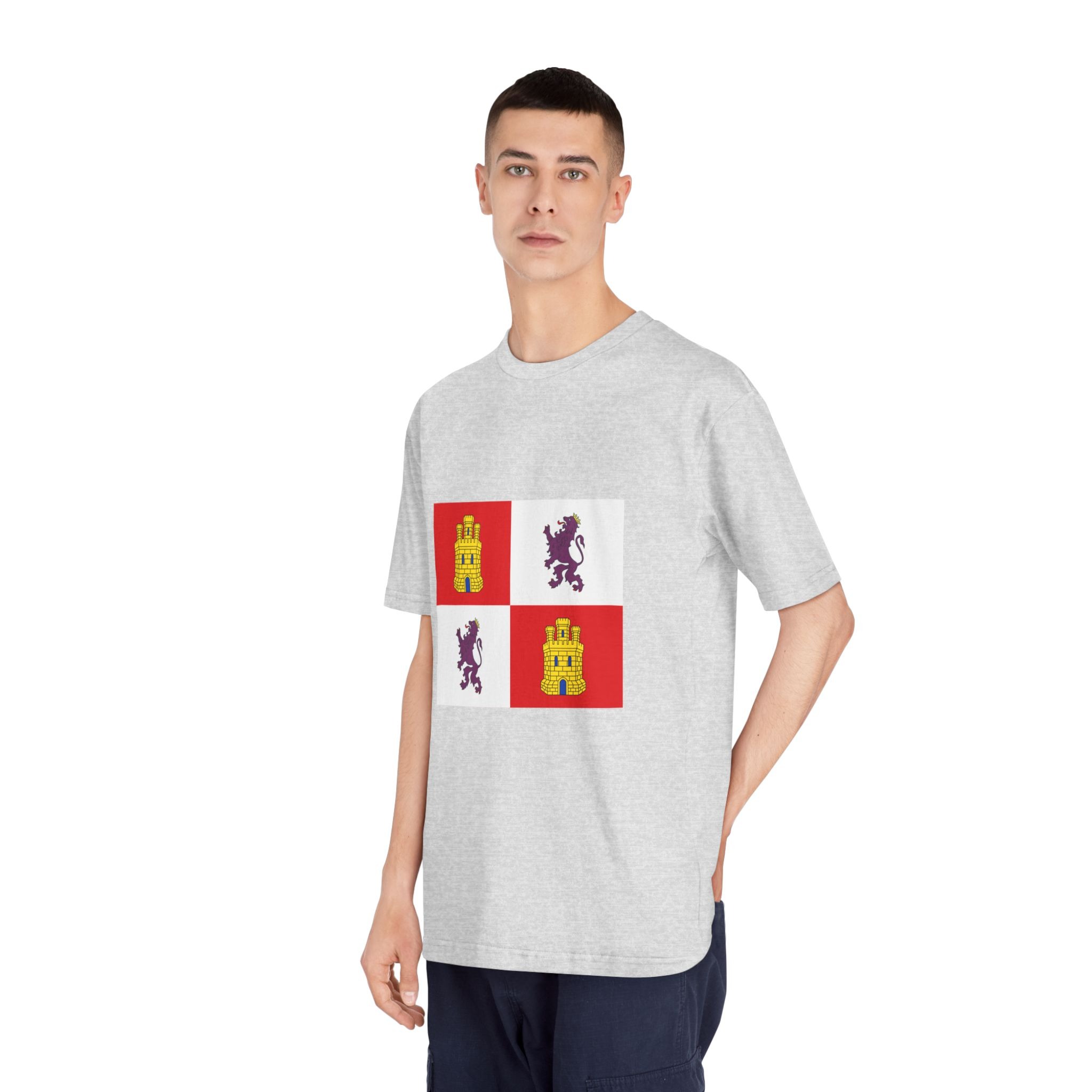 Flag of Castile and León Unisex Classic Crewneck T Shirt - Image 16