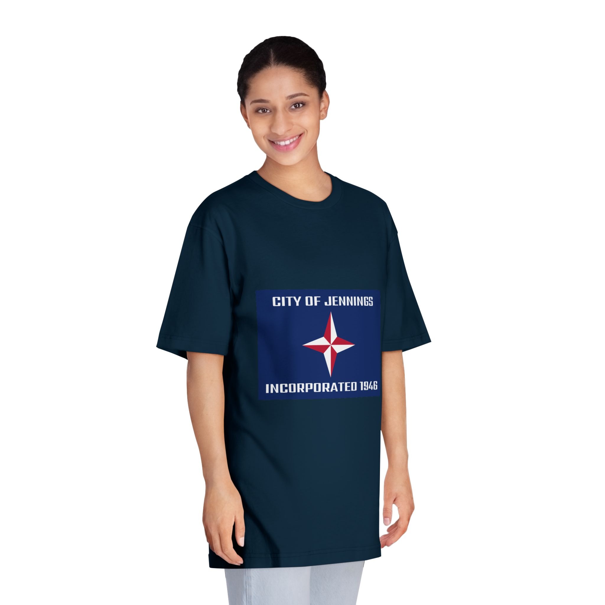 Flag of Jennings, Missouri Unisex Classic Crewneck T Shirt - Image 19