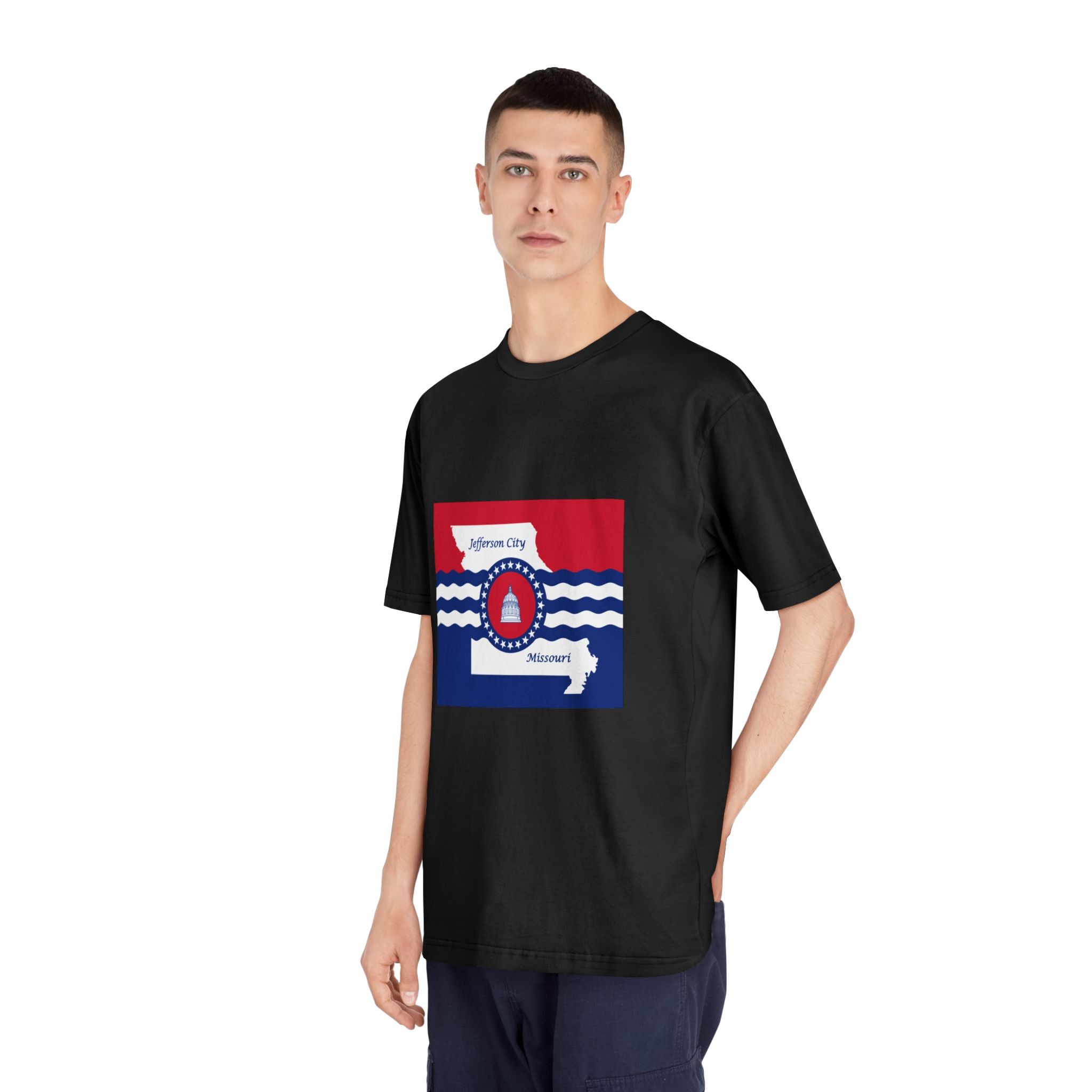 Flag of Jefferson City, Missouri Unisex Classic Crewneck T Shirt - Image 8