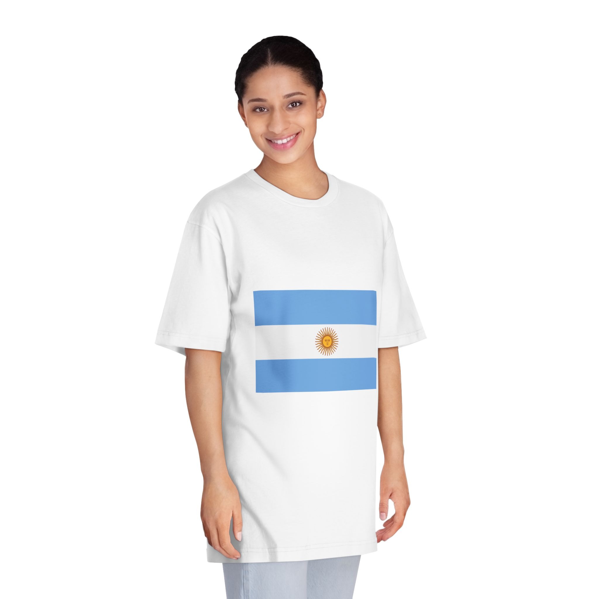 Flag of Argentina Unisex Classic Crewneck T Shirt - Image 3