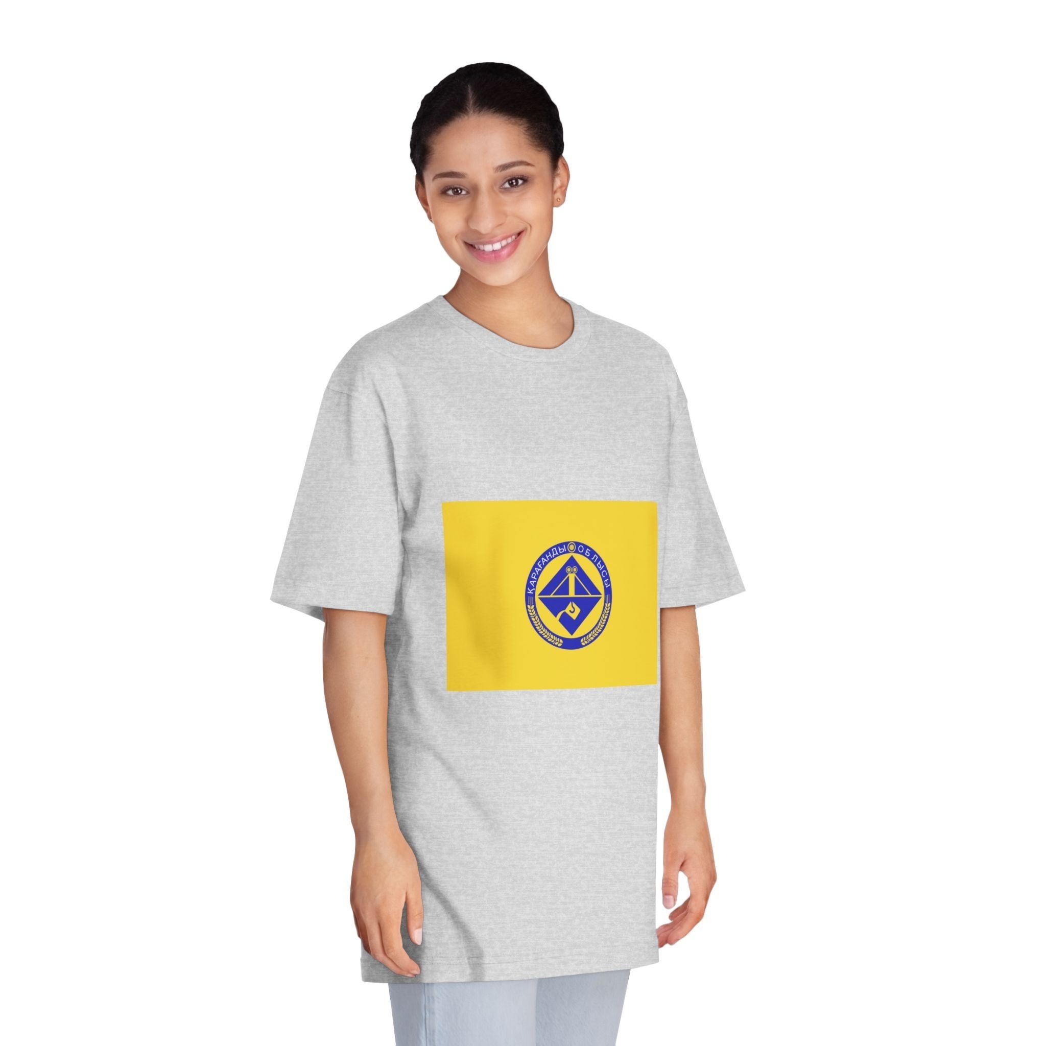 Flag of Karagandy Oblast Unisex Classic Crewneck T Shirt - Image 15