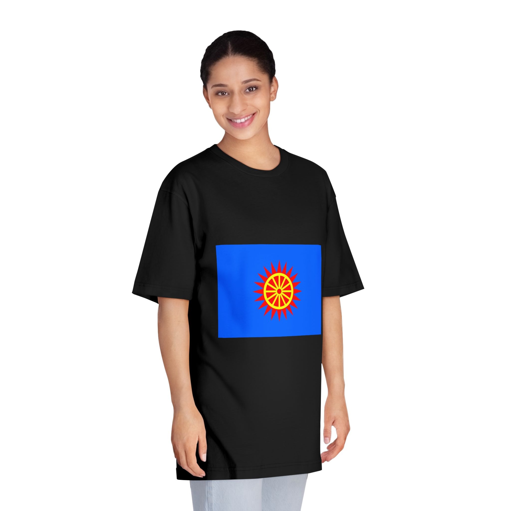 Flag of Obukhiv Raion Unisex Classic Crewneck T Shirt - Image 7