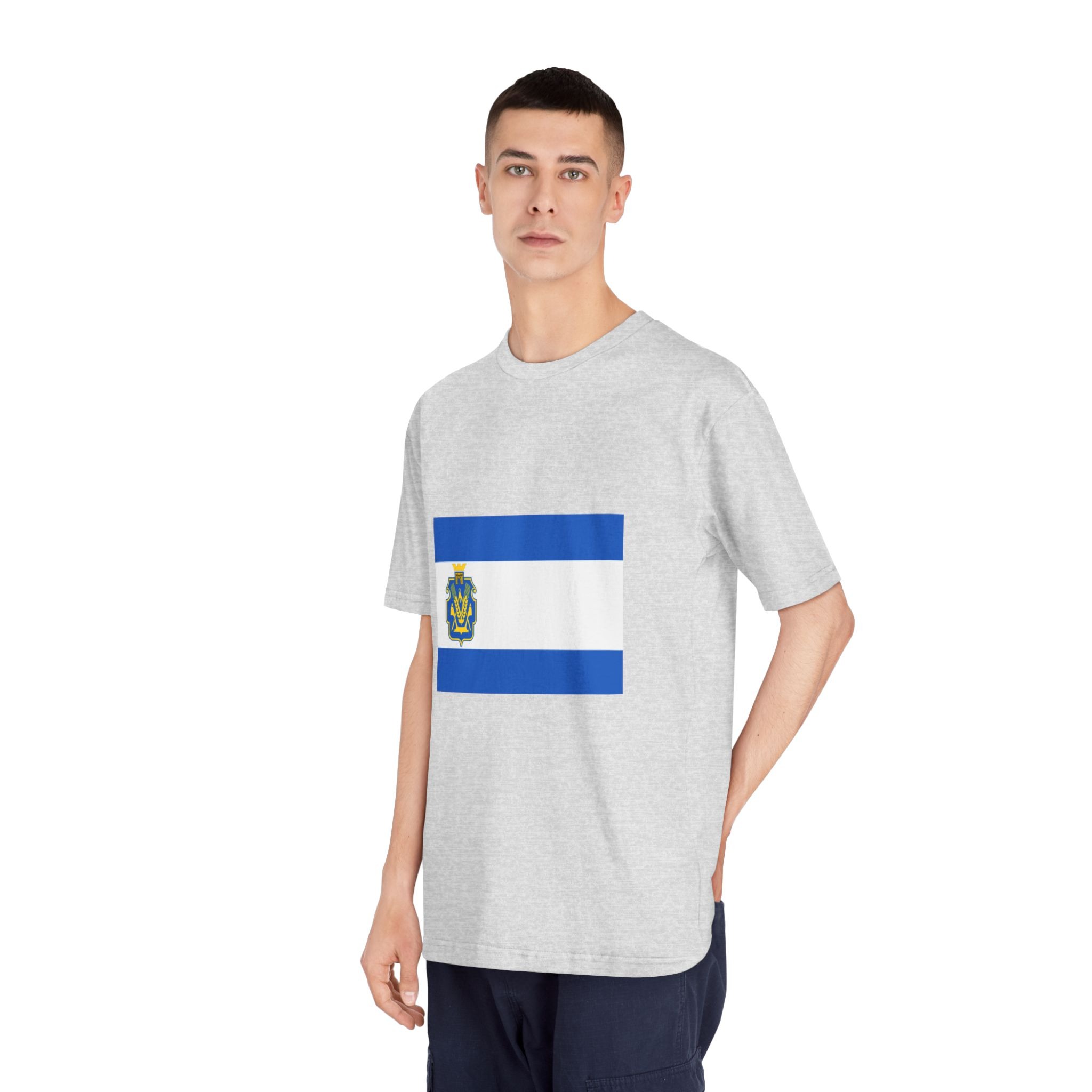 Flag of Kherson Oblast Unisex Classic Crewneck T Shirt - Image 16