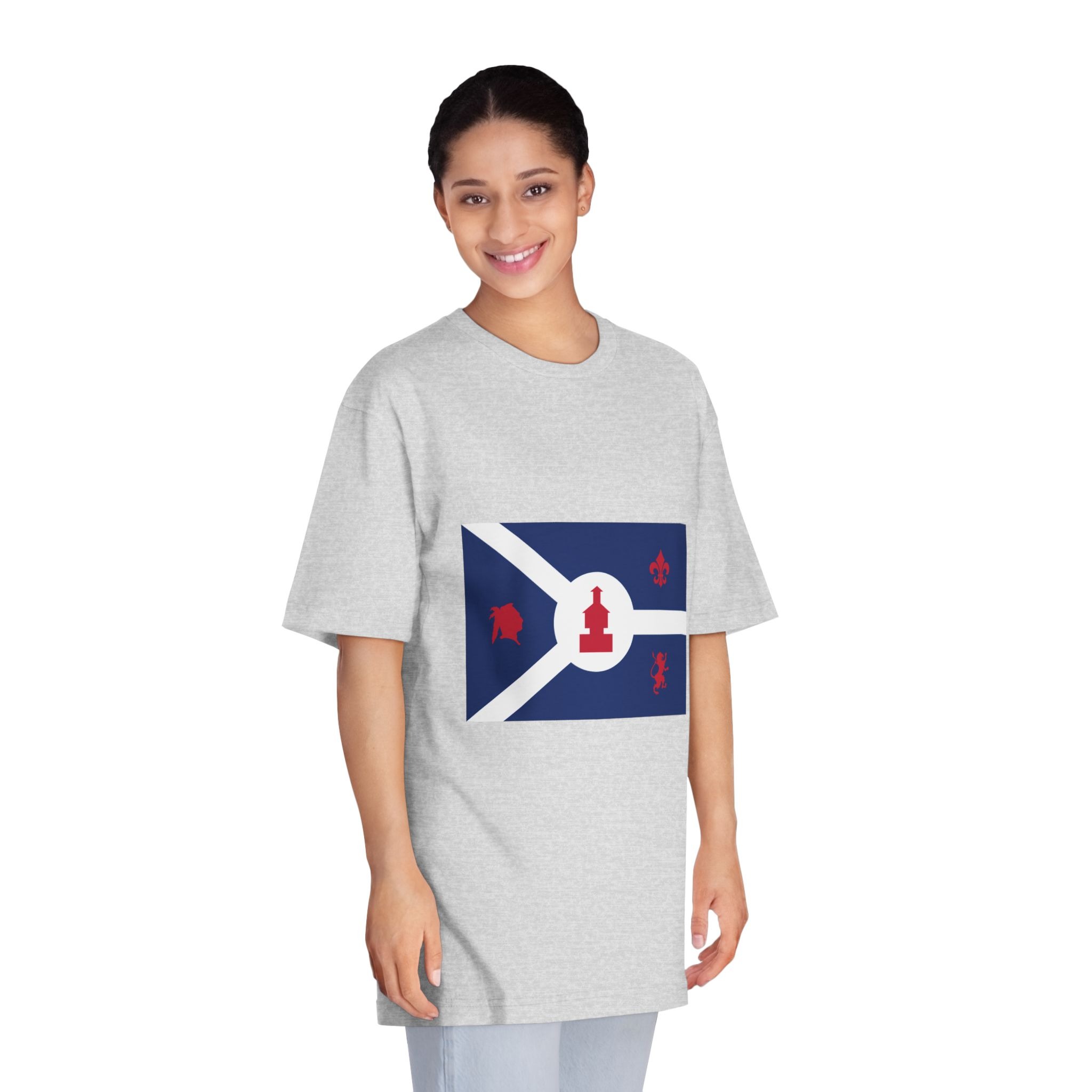 Flag of Fort Wayne, Indiana Unisex Classic Crewneck T Shirt - Image 15