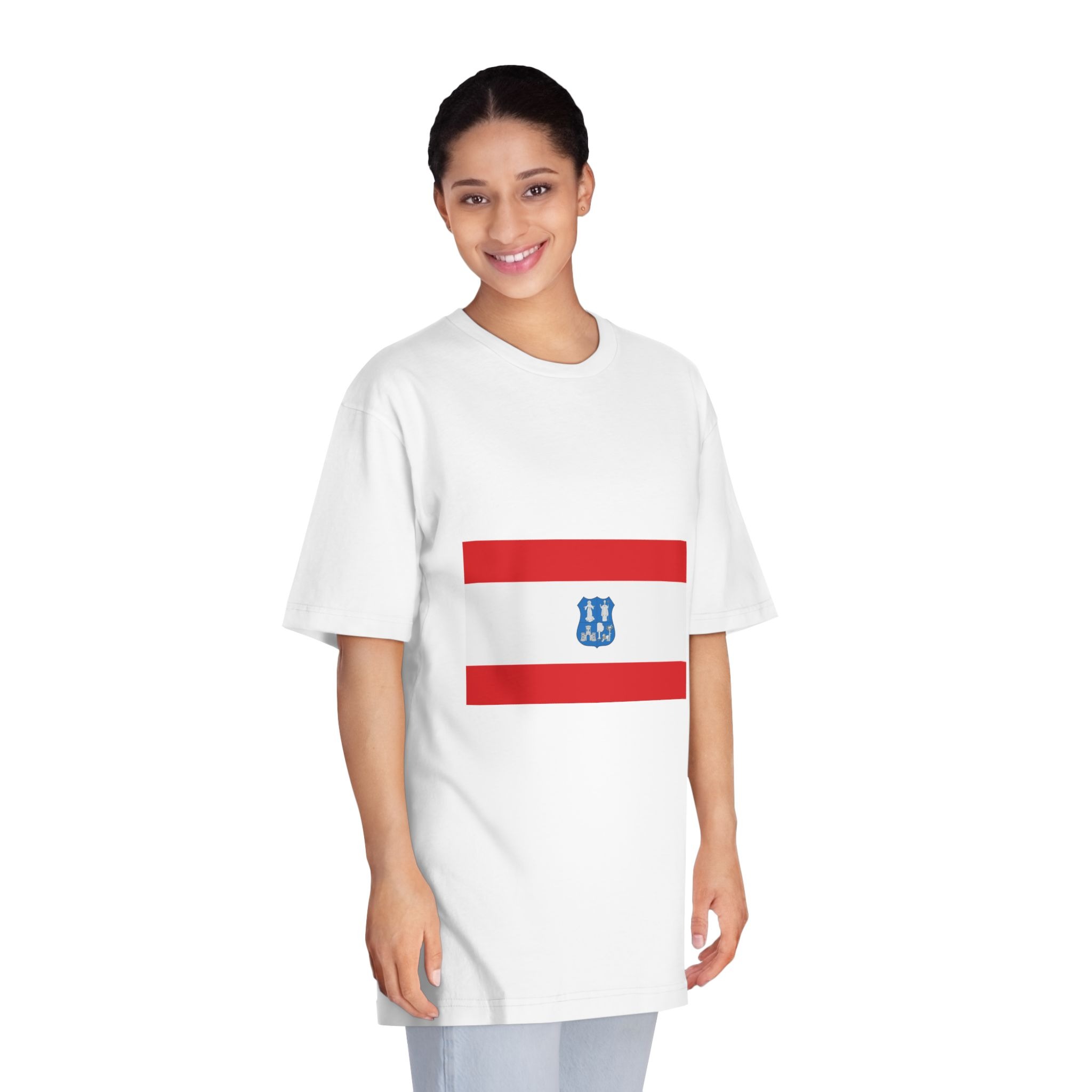 Flag of Asunción Unisex Classic Crewneck T Shirt - Image 3