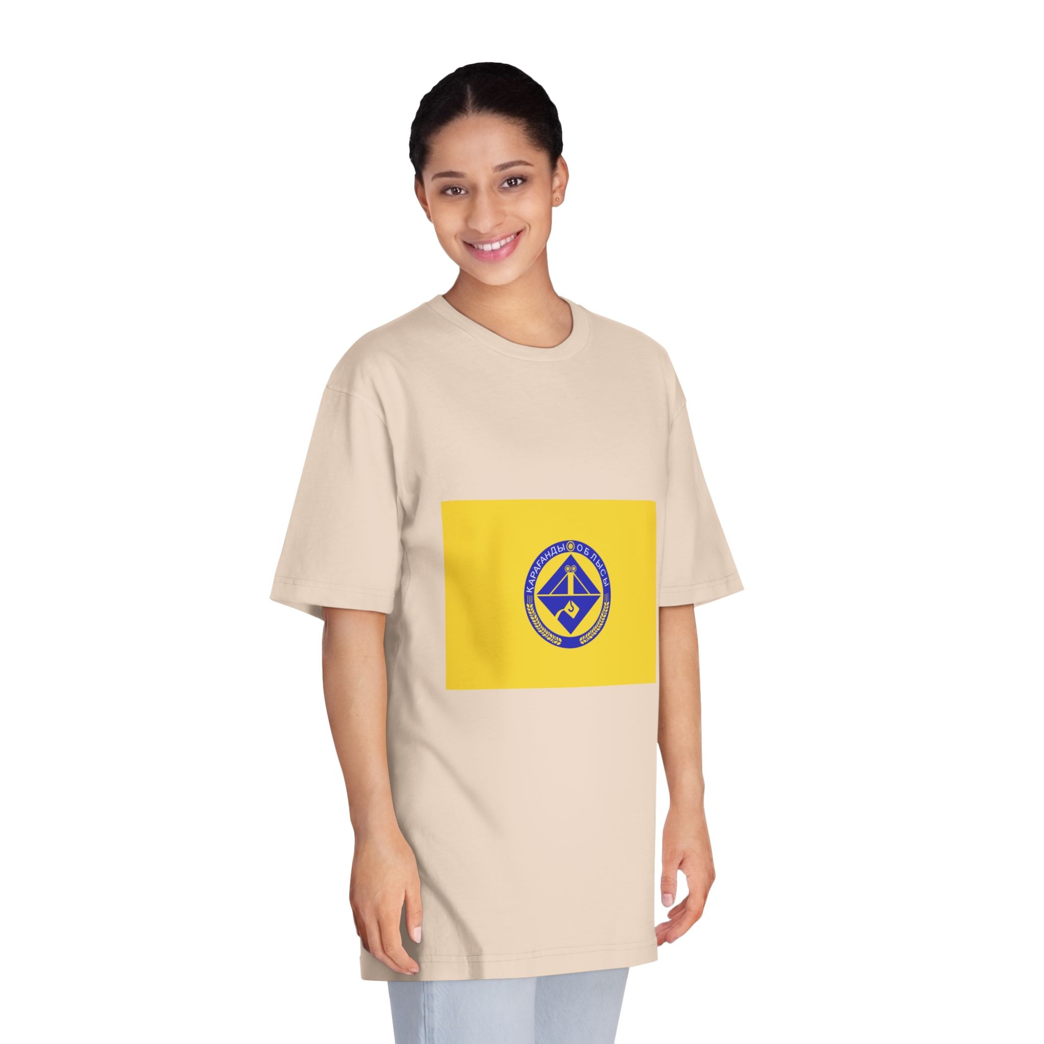 Flag of Karagandy Oblast Unisex Classic Crewneck T Shirt - Image 11