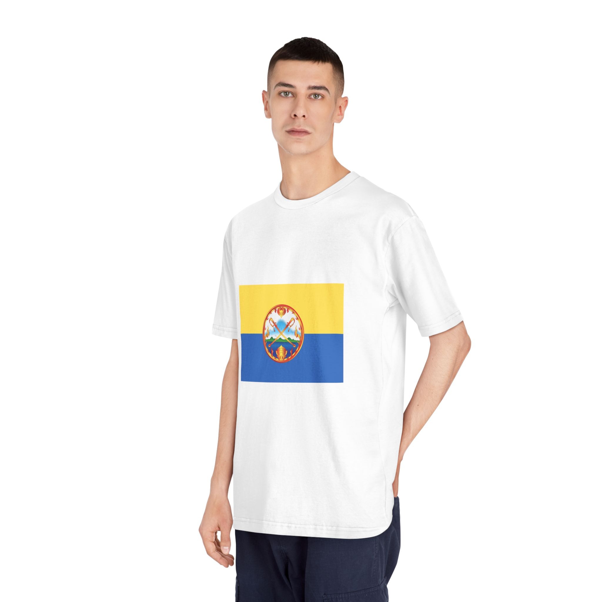 Flag of Krabi (blue Yellow) Unisex Classic Crewneck T Shirt - Image 4
